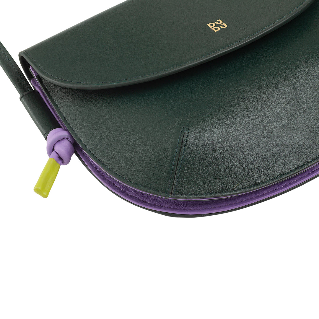 DUDU Borsa Donna a Tracolla con Patta in Vera Pelle, Piccola Borsetta a Spalla con Pattina a Bottone Magnetico, Borsa
