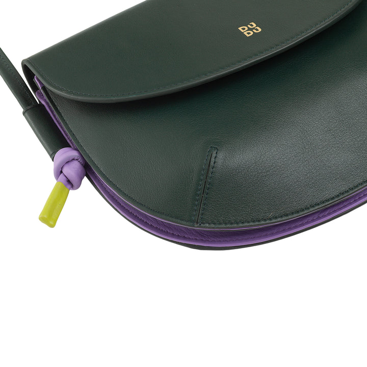 DUDU Borsa Donna a Tracolla con Patta in Vera Pelle, Piccola Borsetta a Spalla con Pattina a Bottone Magnetico, Borsa