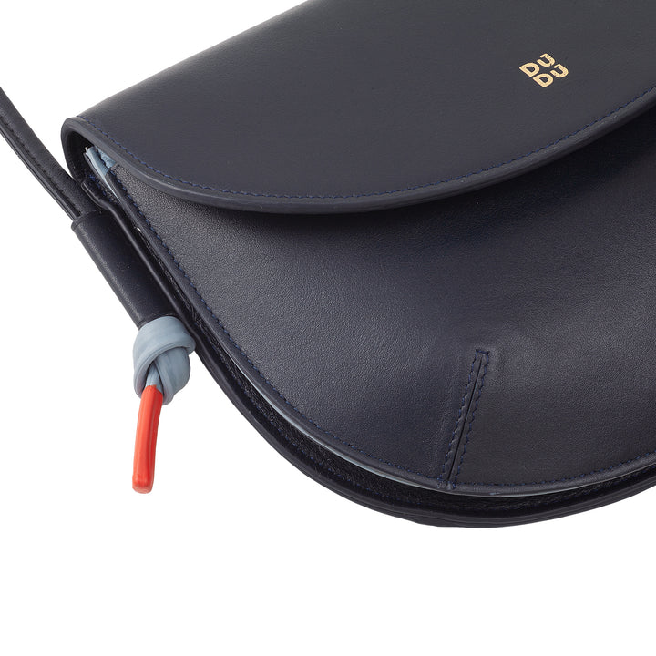 DUDU Borsa Donna a Tracolla con Patta in Vera Pelle, Piccola Borsetta a Spalla con Pattina a Bottone Magnetico, Borsa