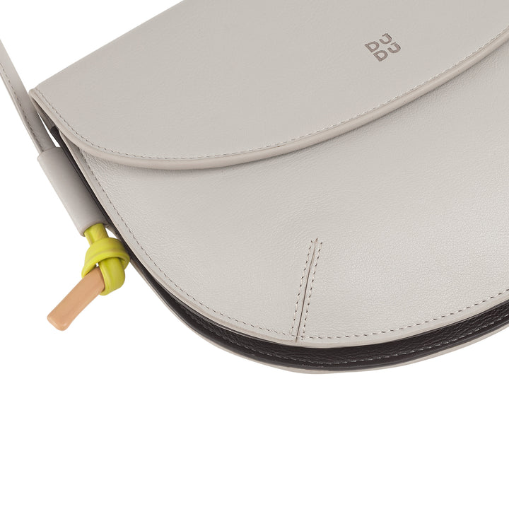 DUDU Borsa Donna a Tracolla con Patta in Vera Pelle, Piccola Borsetta a Spalla con Pattina a Bottone Magnetico, Borsa