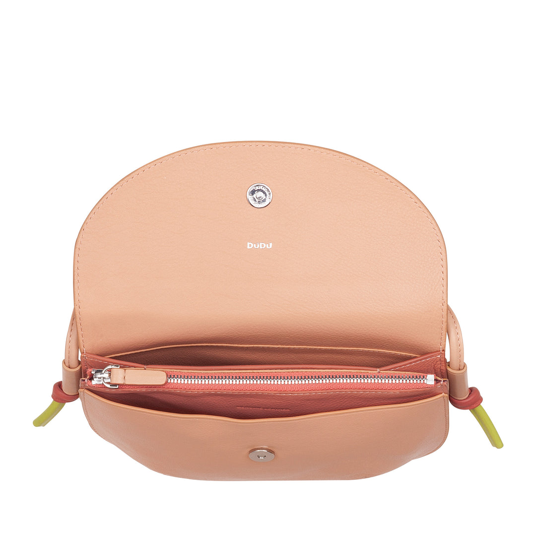 DUDU Borsa Donna a Tracolla con Patta in Vera Pelle, Piccola Borsetta a Spalla con Pattina a Bottone Magnetico, Borsa