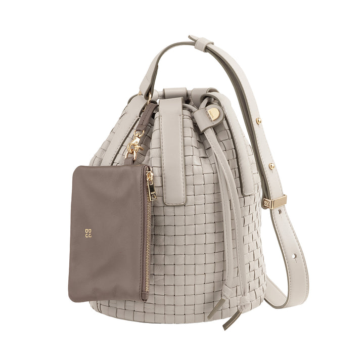 DUDU Borsa a Secchiello Grande Donna in Pelle Intrecciata – Borsa a Spalla Crossbody Elegante con Tracolla Regolabile, Coulisse e Pochette Interna – Stile Artigianale Casual Chic per Lavoro Tempo Libero