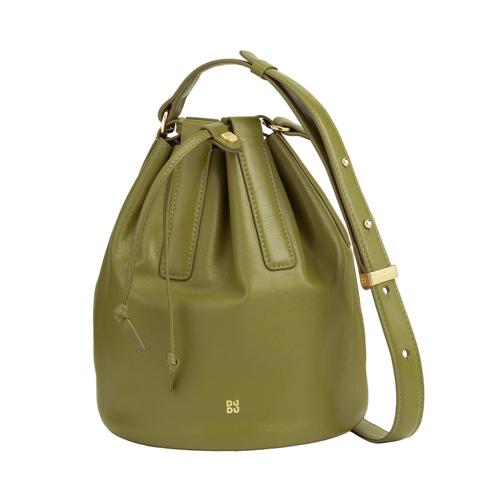 DUDU Borsa a Secchiello Donna in Pelle Grande con Tracolla Regolabile e Chiusura a Coulisse – Borsa Elegante, Spaziosa e Pratica per Uso Quotidiano e Occasioni Speciali