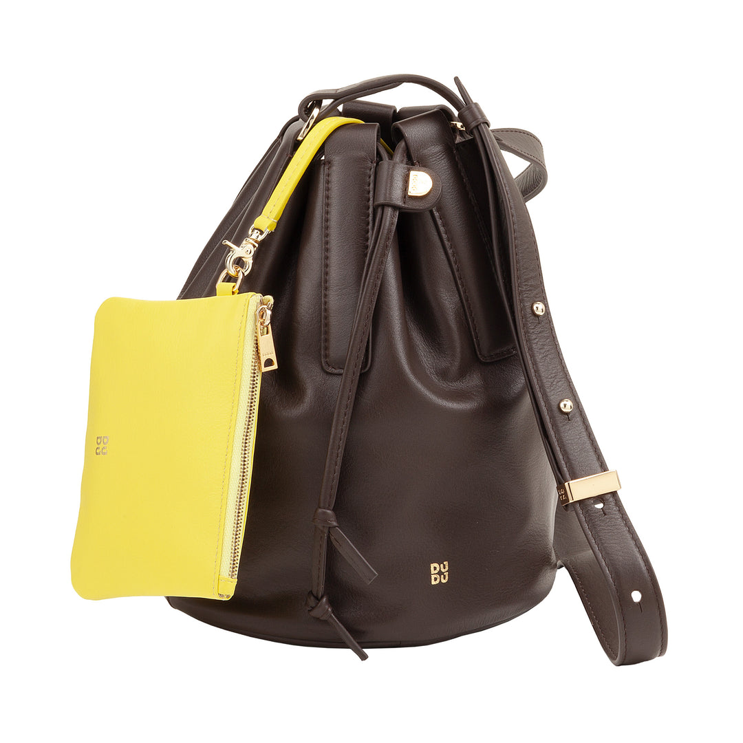 DUDU Borsa a Secchiello Donna in Pelle Grande con Tracolla Regolabile e Chiusura a Coulisse – Borsa Elegante, Spaziosa e Pratica per Uso Quotidiano e Occasioni Speciali