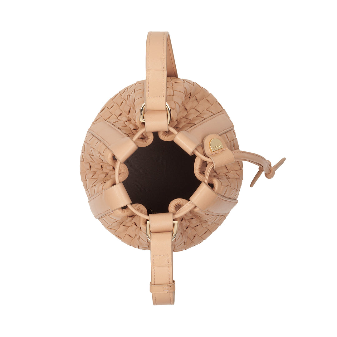 DUDU Borsa a Secchiello in Pelle Intrecciata – Borsetta Donna Piccola con Tracolla Regolabile, Coulisse e Pochette Interna, Elegante e Artigianale