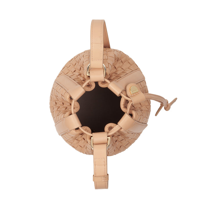 DUDU Borsa a Secchiello in Pelle Intrecciata – Borsetta Donna Piccola con Tracolla Regolabile, Coulisse e Pochette Interna, Elegante e Artigianale