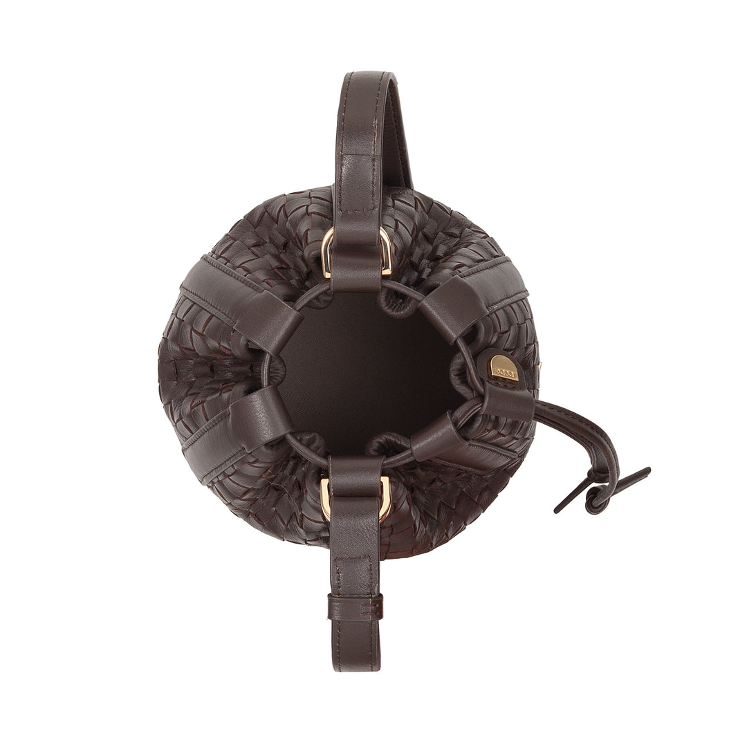 DUDU Borsa a Secchiello in Pelle Intrecciata – Borsetta Donna Piccola con Tracolla Regolabile, Coulisse e Pochette Interna, Elegante e Artigianale