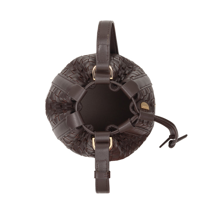 DUDU Borsa a Secchiello in Pelle Intrecciata – Borsetta Donna Piccola con Tracolla Regolabile, Coulisse e Pochette Interna, Elegante e Artigianale