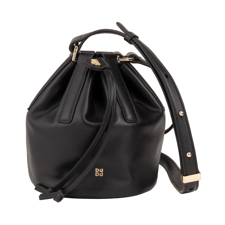 DUDU Piccola Borsa a Secchiello da Donna in Vera Pelle con Tracolla Regolabile e Chiusura a Coulisse – Borsa a Tracolla Elegante e Compatta con Cordoncino, Perfetta per l&