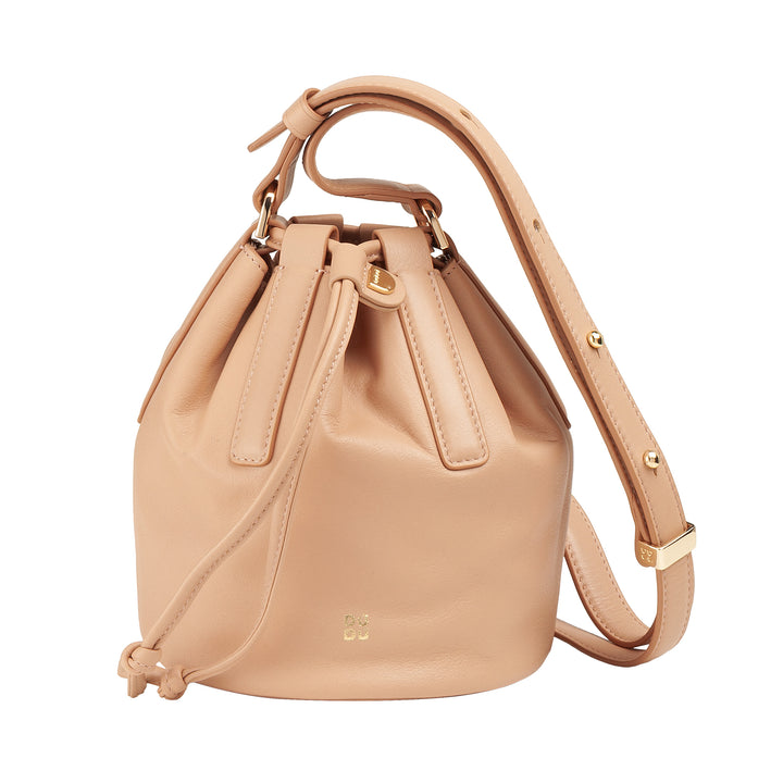 DUDU Piccola Borsa a Secchiello da Donna in Vera Pelle con Tracolla Regolabile e Chiusura a Coulisse – Borsa a Tracolla Elegante e Compatta con Cordoncino, Perfetta per l&