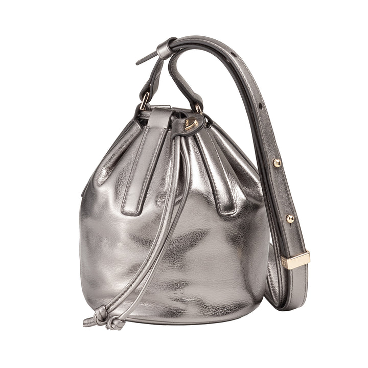 DUDU Piccola Borsa a Secchiello da Donna in Vera Pelle con Tracolla Regolabile e Chiusura a Coulisse – Borsa a Tracolla Elegante e Compatta con Cordoncino, Perfetta per l&