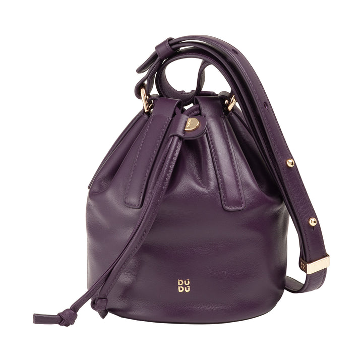 DUDU Piccola Borsa a Secchiello da Donna in Vera Pelle con Tracolla Regolabile e Chiusura a Coulisse – Borsa a Tracolla Elegante e Compatta con Cordoncino, Perfetta per l&