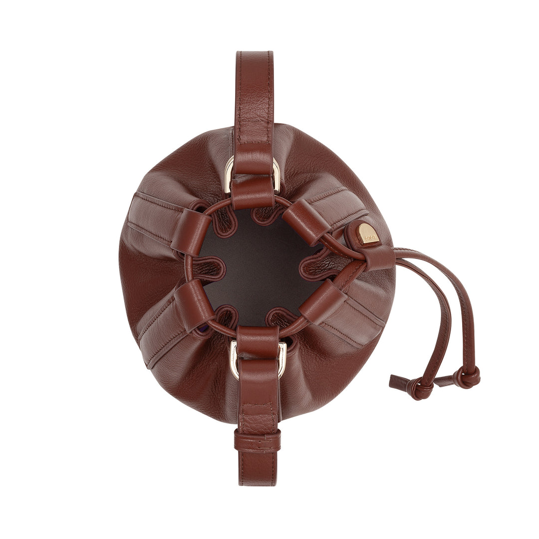 DUDU Piccola Borsa a Secchiello da Donna in Vera Pelle con Tracolla Regolabile e Chiusura a Coulisse – Borsa a Tracolla Elegante e Compatta con Cordoncino, Perfetta per l&