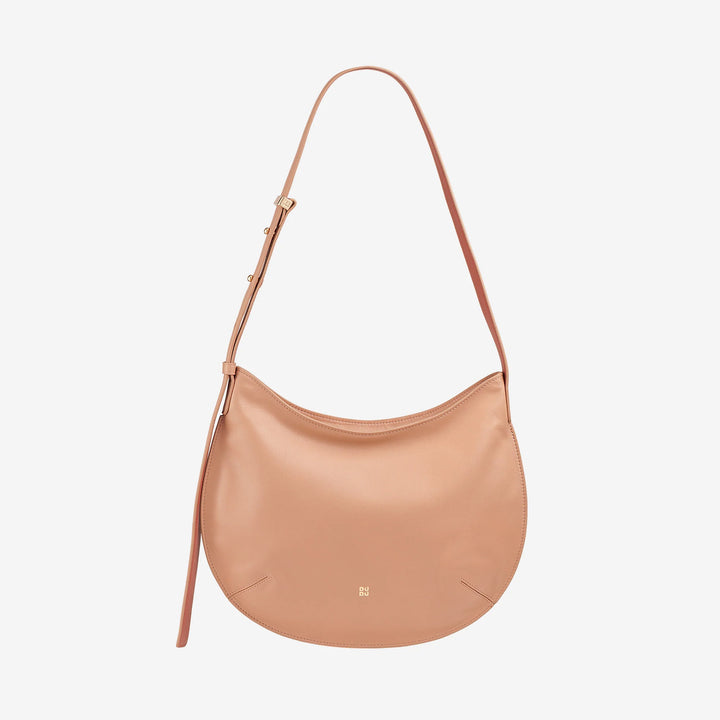 DUDU Borsa a Spalla Morbida Donna Media in Vera Pelle, Borsa Hobo con Spallina Regolabile, Borsetta a Tracolla con Cerniera Zip
