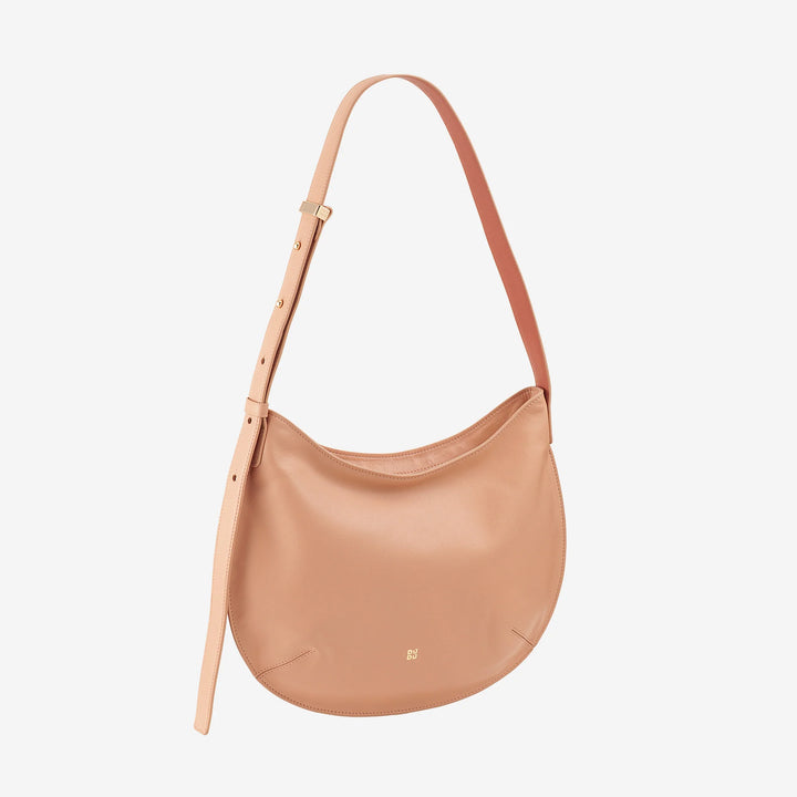 DUDU Borsa a Spalla Morbida Donna Media in Vera Pelle, Borsa Hobo con Spallina Regolabile, Borsetta a Tracolla con Cerniera Zip