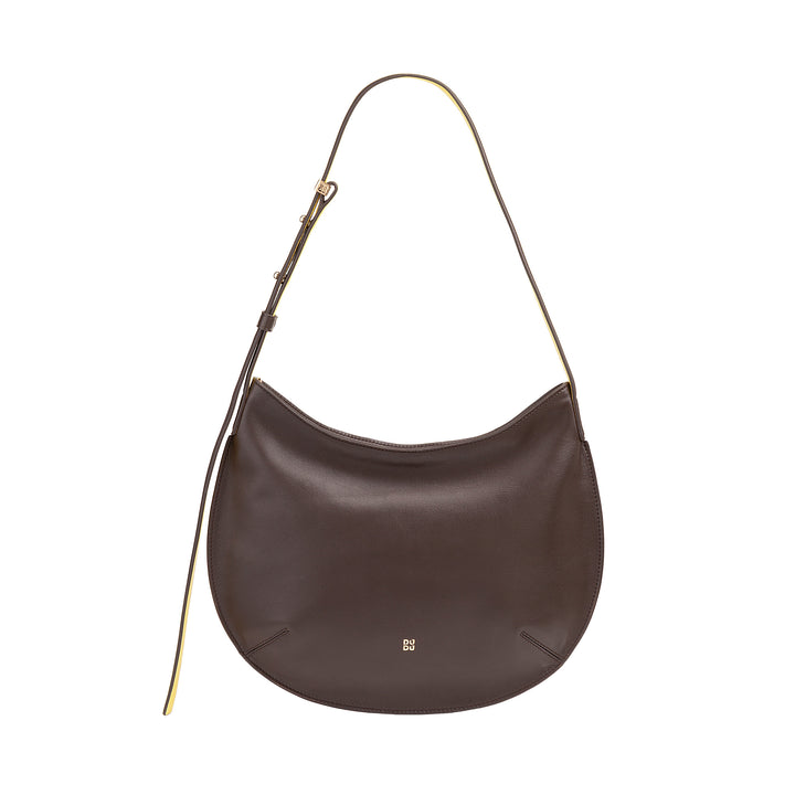 DUDU Borsa a Spalla Morbida Donna Media in Vera Pelle, Borsa Hobo con Spallina Regolabile, Borsetta a Tracolla con Cerniera Zip