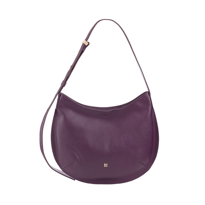DUDU Borsa a Spalla Morbida Donna Media in Vera Pelle, Borsa Hobo con Spallina Regolabile, Borsetta a Tracolla con Cerniera Zip