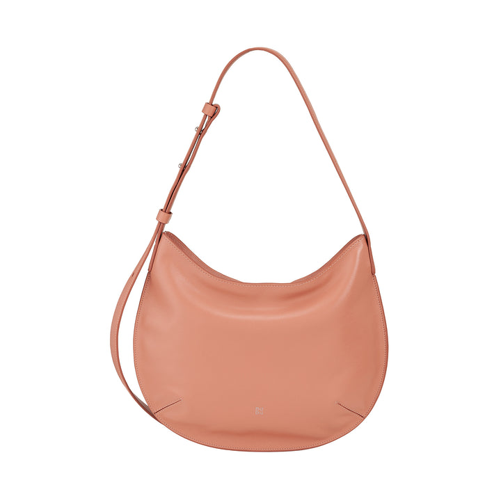 DUDU Borsa a Spalla Morbida Donna Media in Vera Pelle, Borsa Hobo con Spallina Regolabile, Borsetta a Tracolla con Cerniera Zip