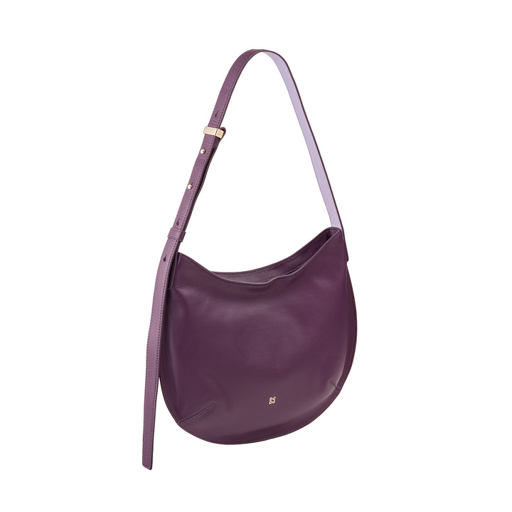DUDU Borsa a Spalla Morbida Donna Media in Vera Pelle, Borsa Hobo con Spallina Regolabile, Borsetta a Tracolla con Cerniera Zip