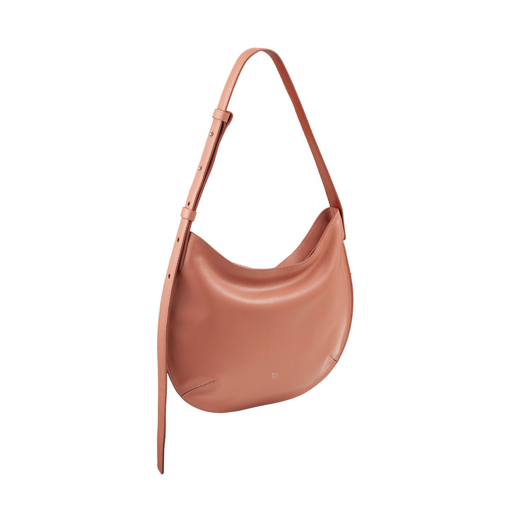 DUDU Borsa a Spalla Morbida Donna Media in Vera Pelle, Borsa Hobo con Spallina Regolabile, Borsetta a Tracolla con Cerniera Zip