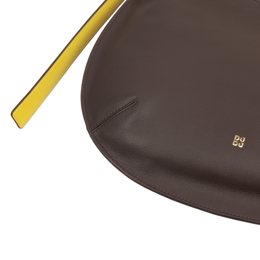 DUDU Borsa a Spalla Morbida Donna Media in Vera Pelle, Borsa Hobo con Spallina Regolabile, Borsetta a Tracolla con Cerniera Zip