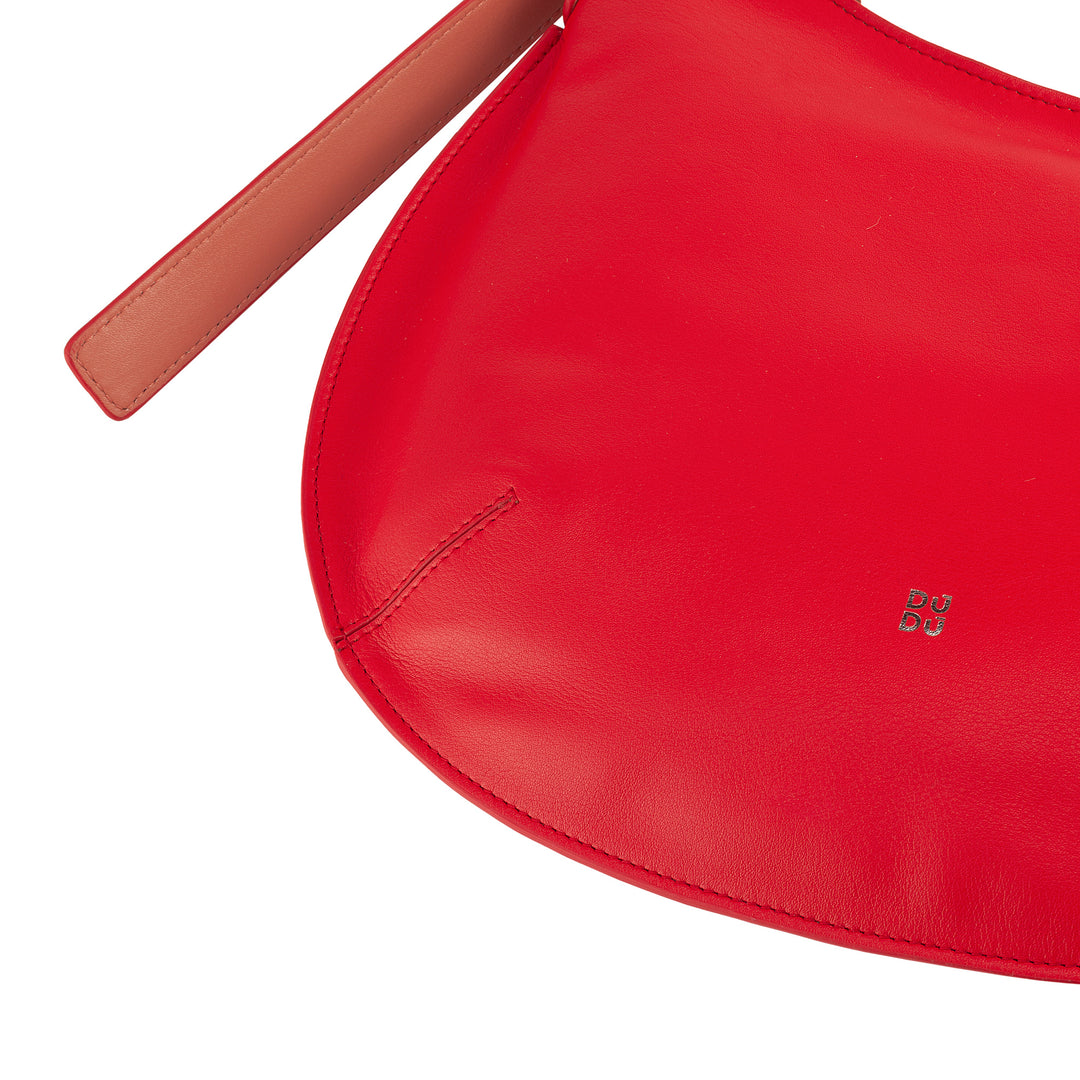 DUDU Borsa a Spalla Morbida Donna Media in Vera Pelle, Borsa Hobo con Spallina Regolabile, Borsetta a Tracolla con Cerniera Zip