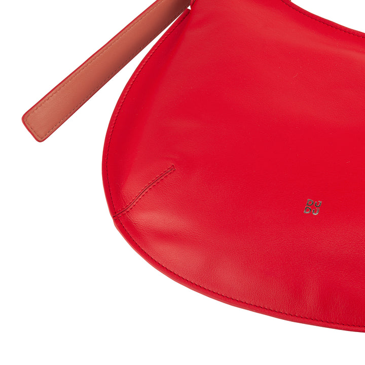 DUDU Borsa a Spalla Morbida Donna Media in Vera Pelle, Borsa Hobo con Spallina Regolabile, Borsetta a Tracolla con Cerniera Zip