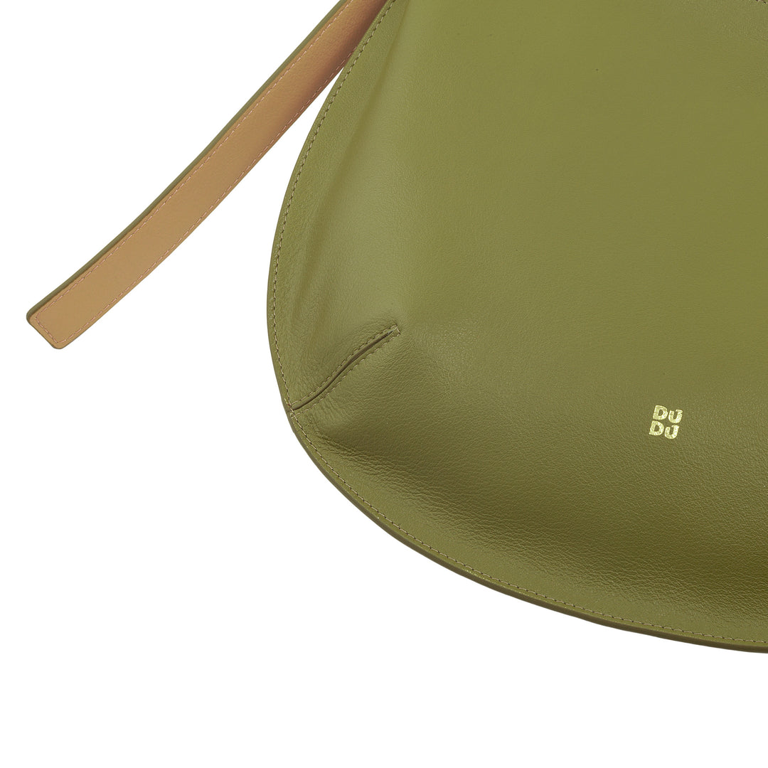 DUDU Borsa a Spalla Morbida Donna Media in Vera Pelle, Borsa Hobo con Spallina Regolabile, Borsetta a Tracolla con Cerniera Zip