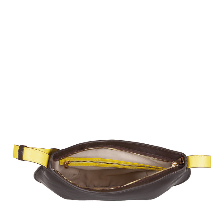 DUDU Borsa a Spalla Morbida Donna Media in Vera Pelle, Borsa Hobo con Spallina Regolabile, Borsetta a Tracolla con Cerniera Zip