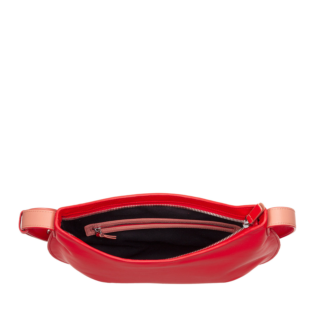 DUDU Borsa a Spalla Morbida Donna Media in Vera Pelle, Borsa Hobo con Spallina Regolabile, Borsetta a Tracolla con Cerniera Zip