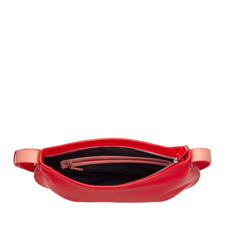 DUDU Borsa a Spalla Morbida Donna Media in Vera Pelle, Borsa Hobo con Spallina Regolabile, Borsetta a Tracolla con Cerniera Zip