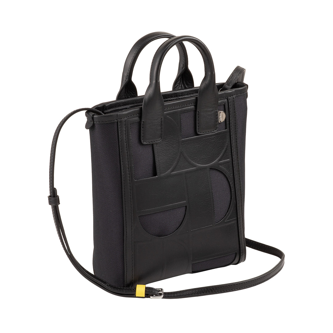 DUDU Borsa Tote Donna Pelle e Tessuto – Borsa a Mano, Borsa a Tracolla con Design Geometrico, Shopping Elegante e Versatile per Uso Quotidiano