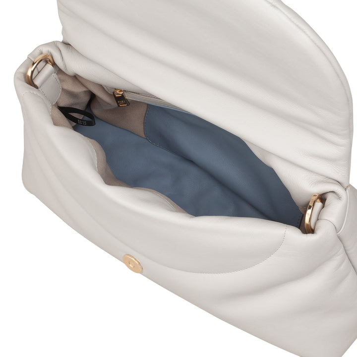 DUDU Borsa Donna in Morbida Pelle, Borsa a Spalla Imbottita, Borsetta Trapuntata con Tracolla Staccabile e Patta