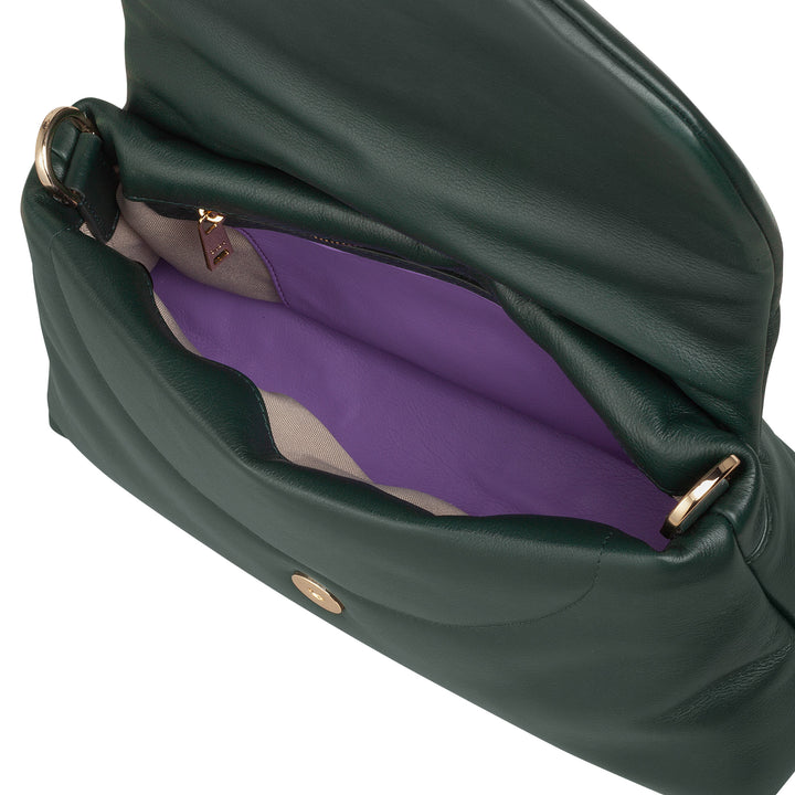 DUDU Borsa Piccola Donna in Morbida Pelle, Borsa a Spalla Imbottita, Borsetta Trapuntata con Tracolla Staccabile e Patta