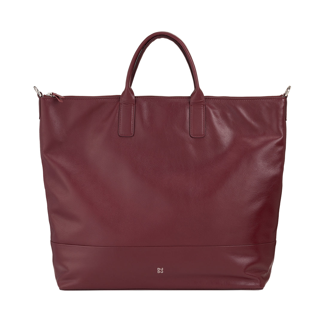 DUDU Borsa Donna Grande Morbida in Pelle, Borsa a Tracolla Capiente con Cinghia Staccabile, Borsa a Mano con Due Manici e Chiusura Zip