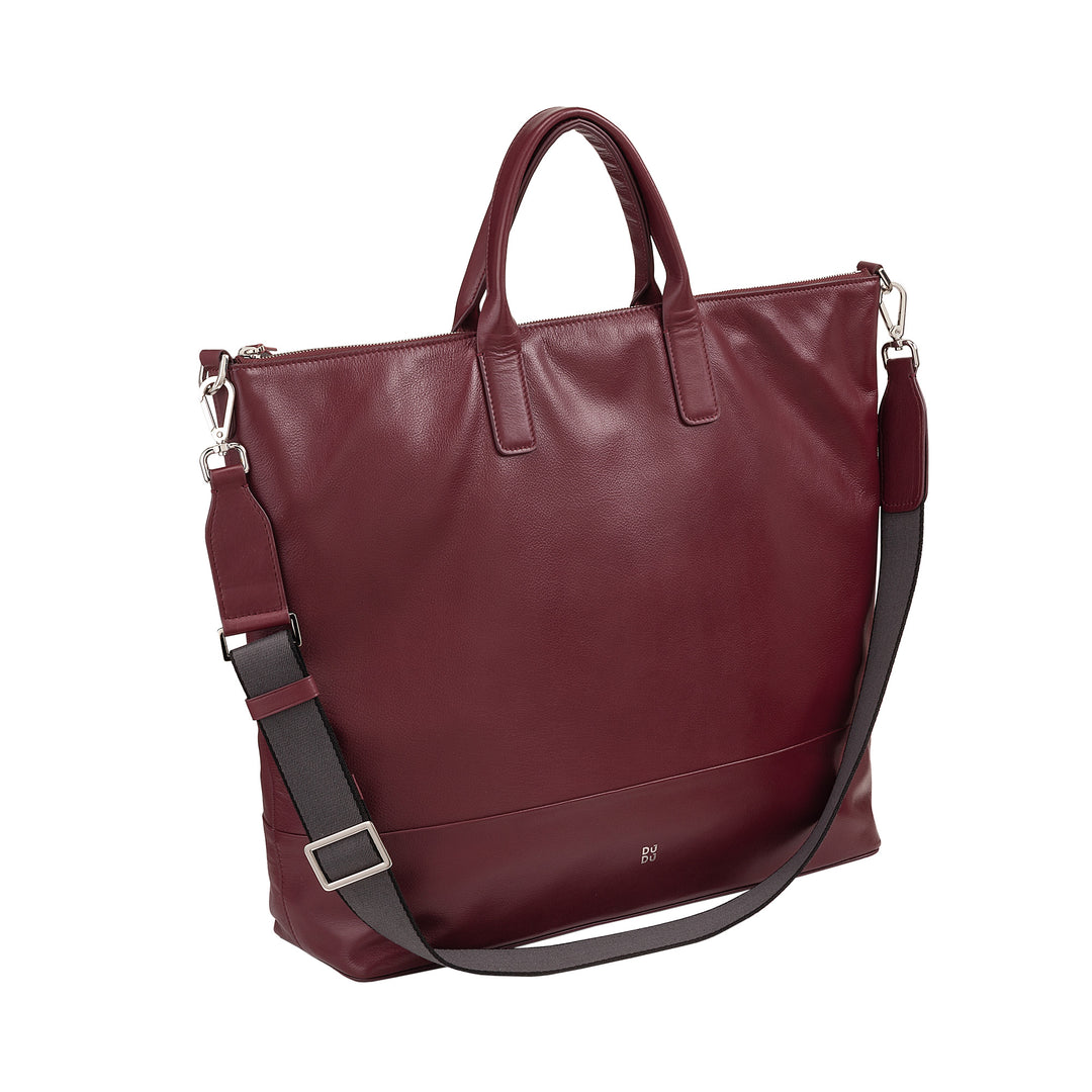 DUDU Borsa Donna Grande Morbida in Pelle, Borsa a Tracolla Capiente con Cinghia Staccabile, Borsa a Mano con Due Manici e Chiusura Zip