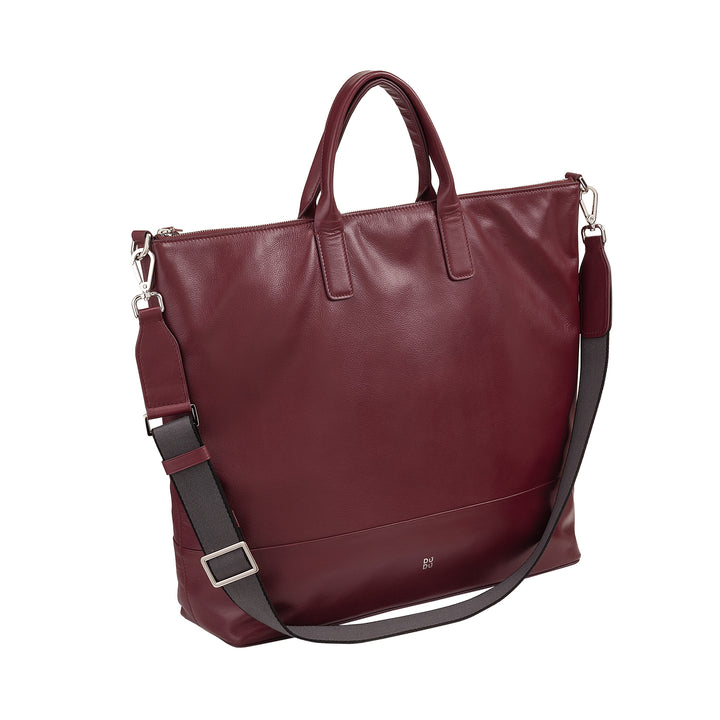 DUDU Borsa Donna Grande Morbida in Pelle, Borsa a Tracolla Capiente con Cinghia Staccabile, Borsa a Mano con Due Manici e Chiusura Zip