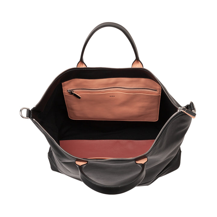 DUDU Borsa Donna Grande Morbida in Pelle, Borsa a Tracolla Capiente con Cinghia Staccabile, Borsa a Mano con Due Manici e Chiusura Zip