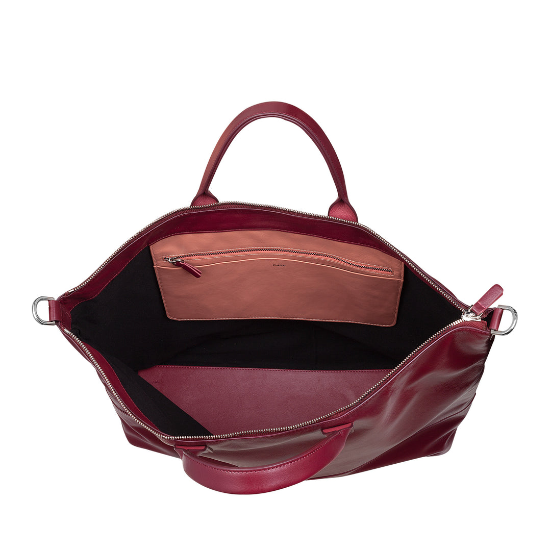 DUDU Borsa Donna Grande Morbida in Pelle, Borsa a Tracolla Capiente con Cinghia Staccabile, Borsa a Mano con Due Manici e Chiusura Zip