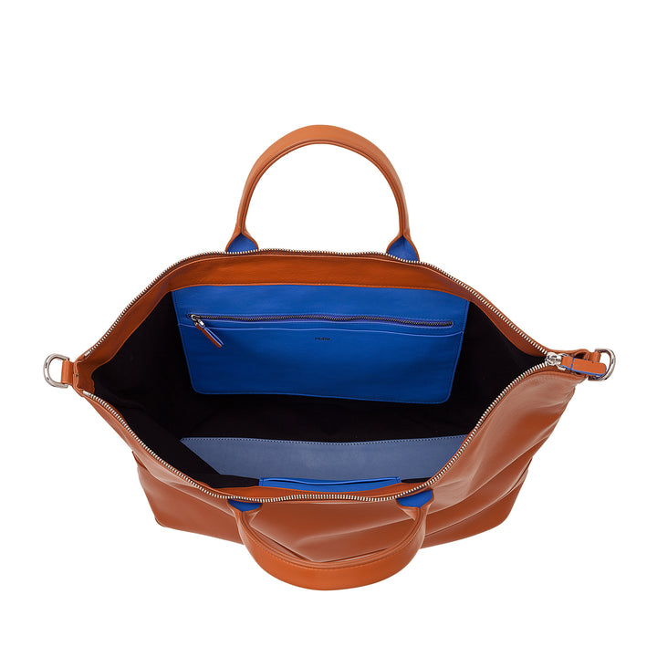 DUDU Borsa Donna Grande Morbida in Pelle, Borsa a Tracolla Capiente con Cinghia Staccabile, Borsa a Mano con Due Manici e Chiusura Zip