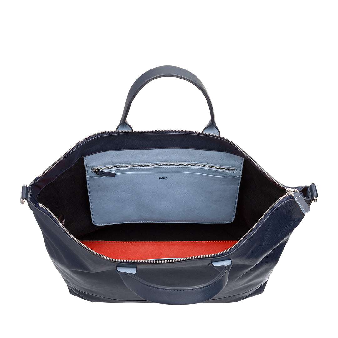 DUDU Borsa Donna Grande Morbida in Pelle, Borsa a Tracolla Capiente con Cinghia Staccabile, Borsa a Mano con Due Manici e Chiusura Zip