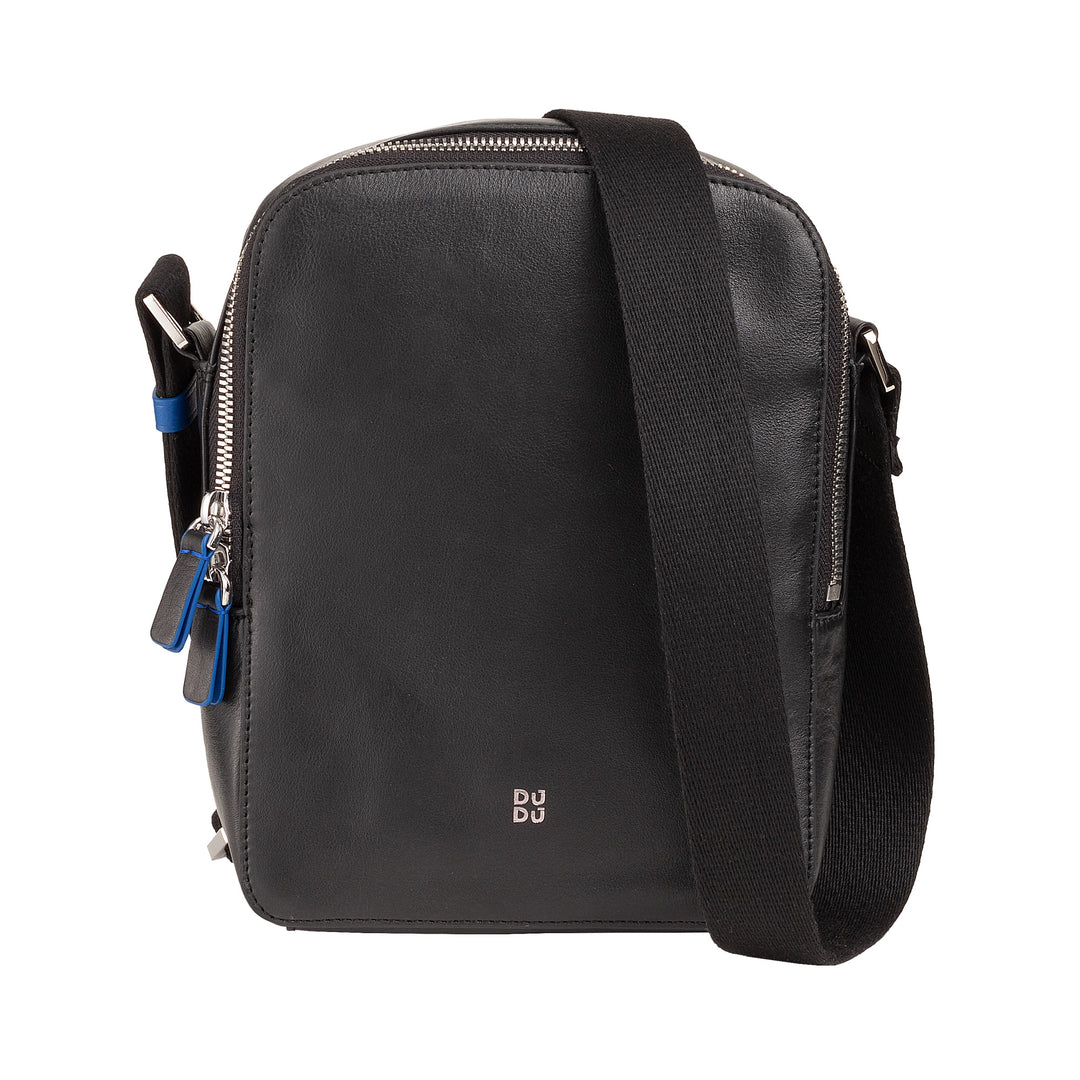 DUDU Borsello Uomo in Vera Pelle Colorato, Borsa a Tracolla Regolabile, Design Piccolo Compatto, Multi Scomparto e Chiusura Zip