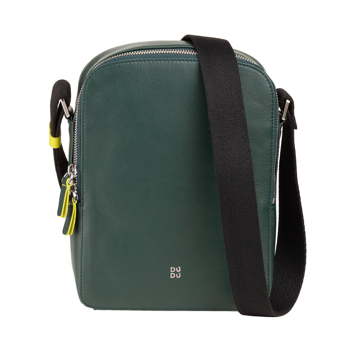 DUDU Borsello Uomo in Vera Pelle Colorato, Borsa a Tracolla Regolabile, Design Piccolo Compatto, Multi Scomparto e Chiusura Zip
