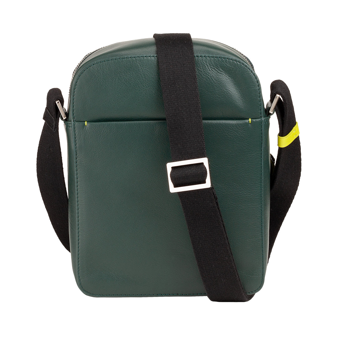 DUDU Borsello Uomo in Vera Pelle Colorato, Borsa a Tracolla Regolabile, Design Piccolo Compatto, Multi Scomparto e Chiusura Zip