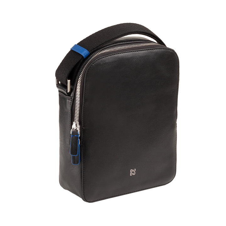 DUDU Borsello Uomo in Vera Pelle Colorato, Borsa a Tracolla Regolabile, Design Piccolo Compatto, Multi Scomparto e Chiusura Zip