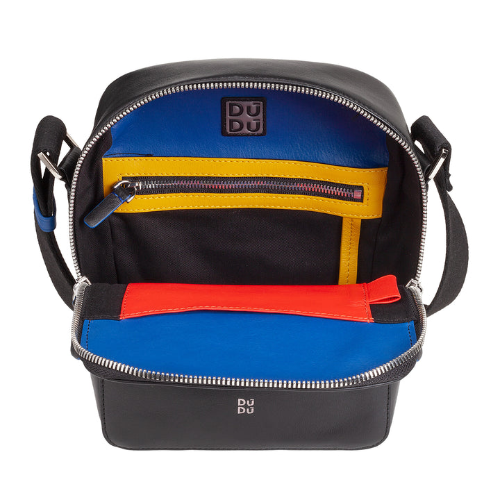 DUDU Borsello Uomo in Vera Pelle Colorato, Borsa a Tracolla Regolabile, Design Piccolo Compatto, Multi Scomparto e Chiusura Zip