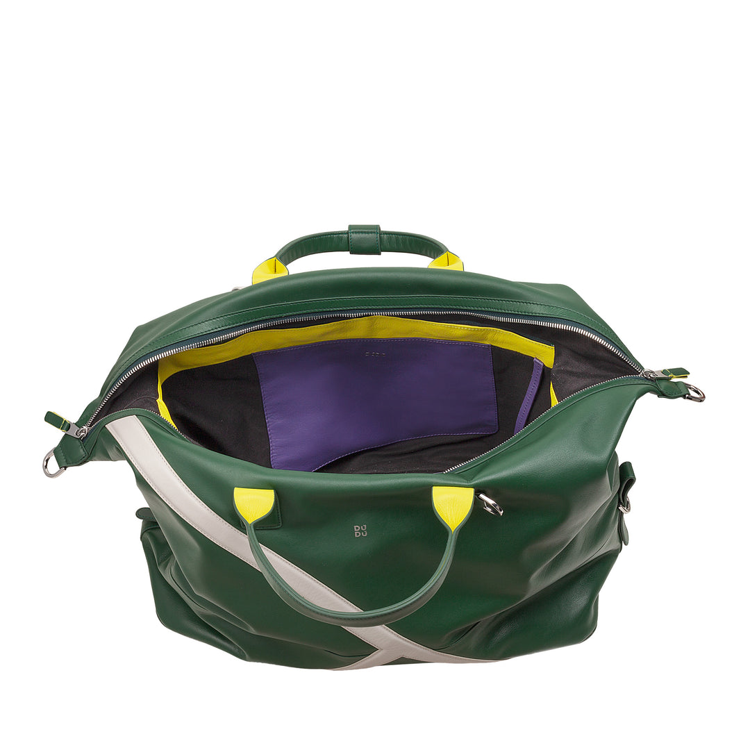 DUDU Borsone in Pelle per Tennis Palestra, 28 Litri, Edizione Limitata, Tracolla Staccabile, Chiusura a Cerniera, Weekender per Viaggi, Borsa Sportiva Pelle