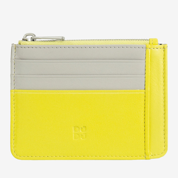 DUDU Bustina porta carte di credito in vera pelle colorata portafogli con zip
