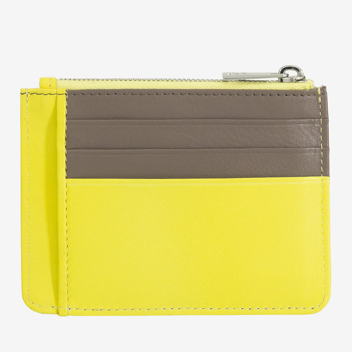 DUDU Bustina porta carte di credito in vera pelle colorata portafogli con zip