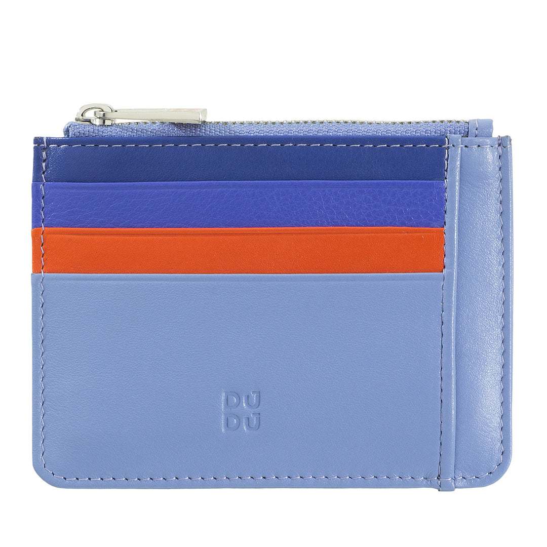 DUDU Bustina porta carte di credito in vera pelle colorata portafogli con zip
